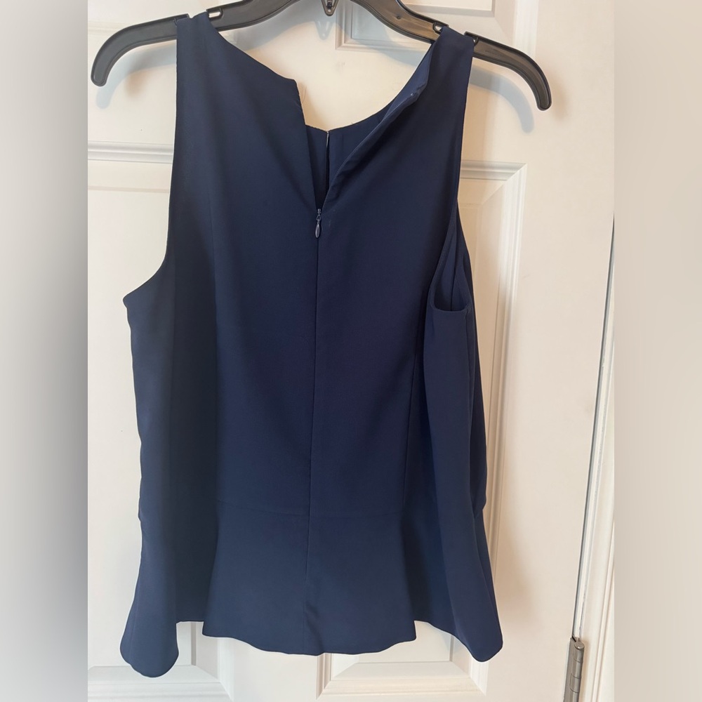 Ann Taylor keyhole sleeveless blouse navy - Picture 4 of 6